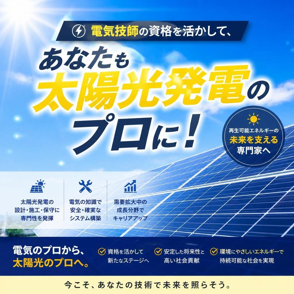 電気技師の資格を活かして、あなたも太陽光発電のプロに！