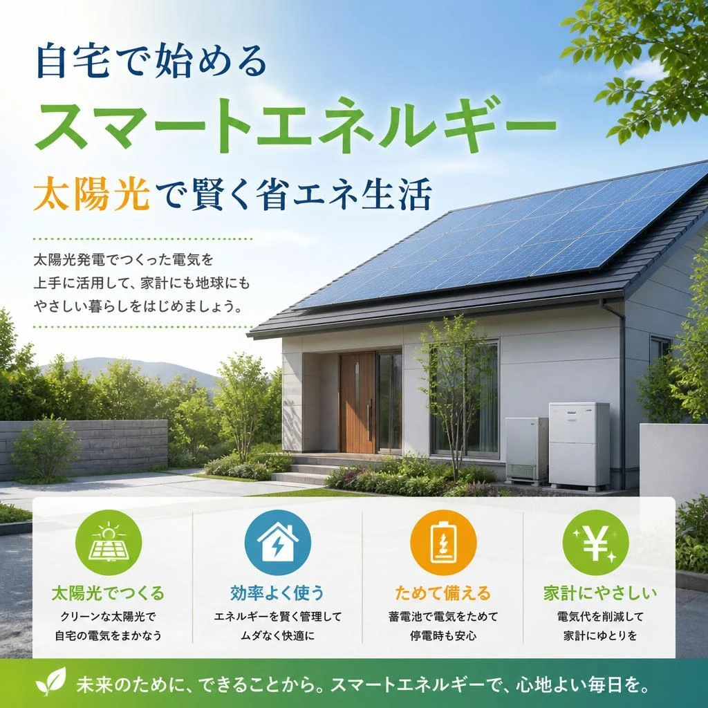 自宅で始めるスマートエネルギー、太陽光で賢く省エネ生活