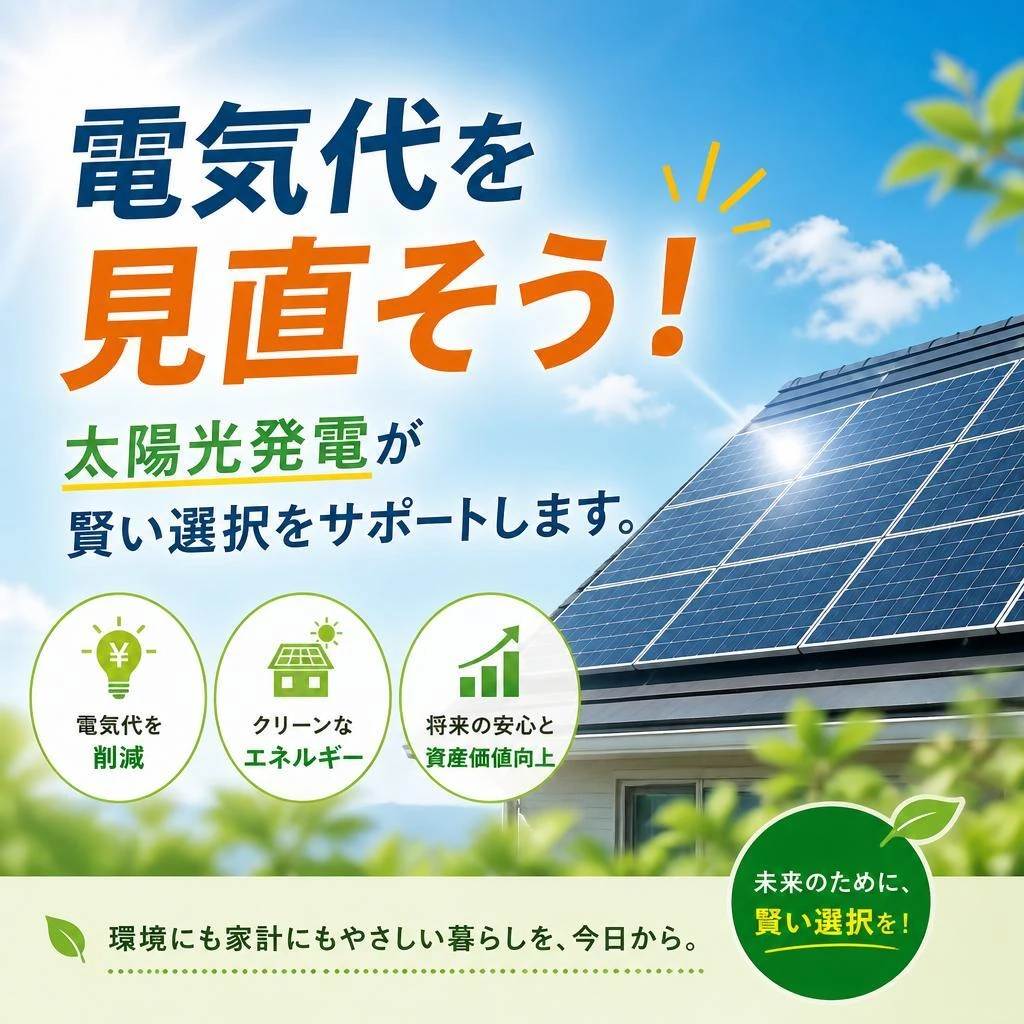 電気代を見直そう！太陽光発電が賢い選択をサポートします。