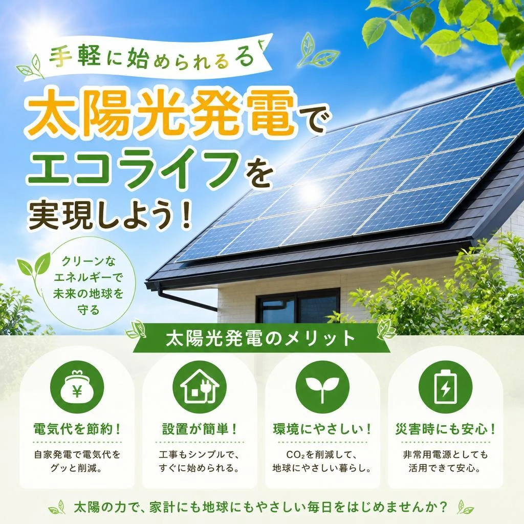 手軽に始められる太陽光発電でエコライフを実現しよう！