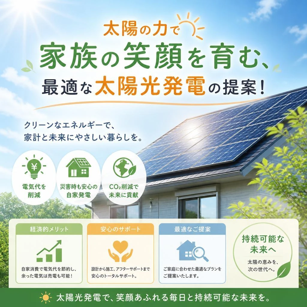 太陽の力で家族の笑顔を育む、最適な太陽光発電の提案！