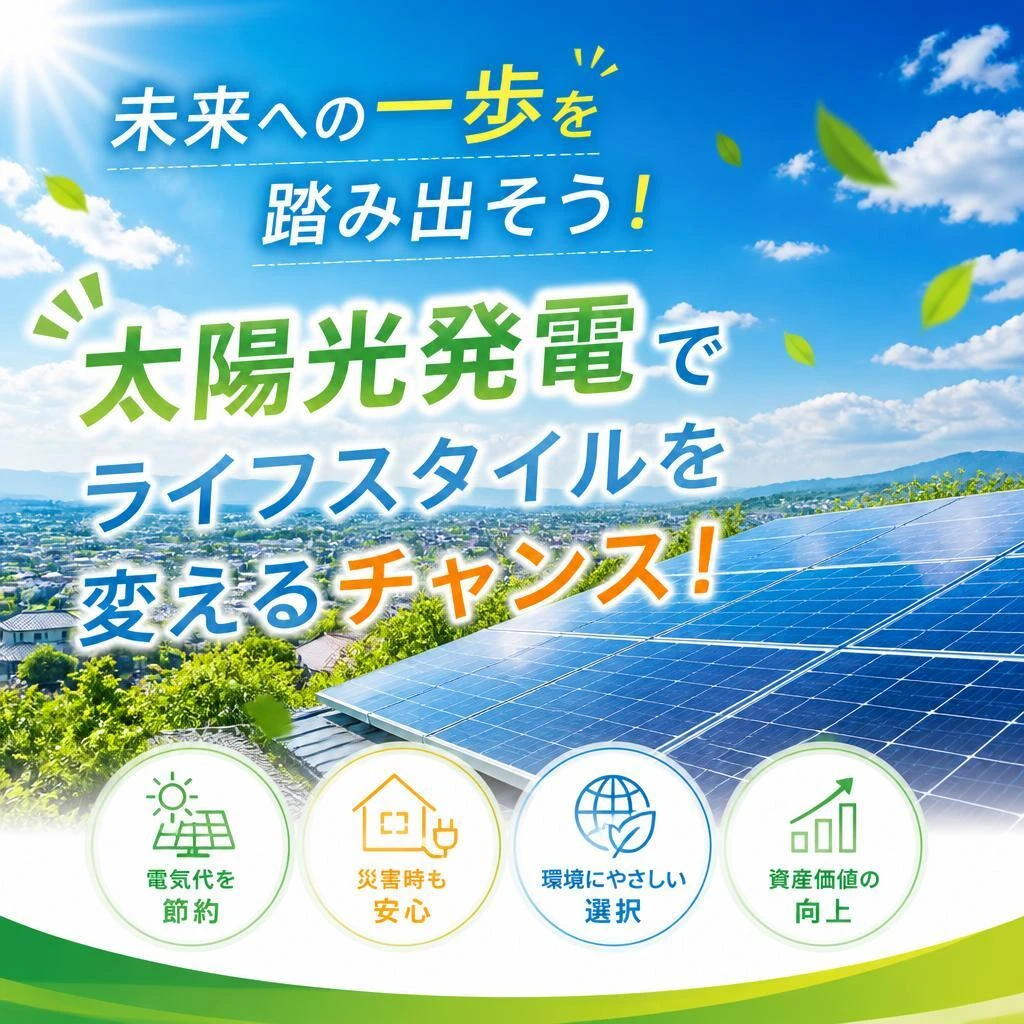 未来への一歩を踏み出そう！太陽光発電でライフスタイルを変えるチャンス！